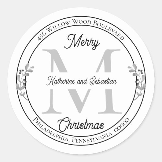 Vakantiegeld Elegant Monogram Terugkeeradres zegel (Voorkant)