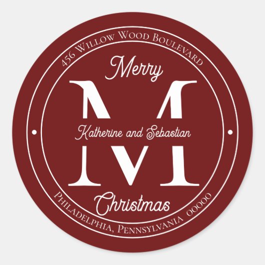 Vakantiegeld Elegant Monogram Terugkeeradres zegel (Voorkant)