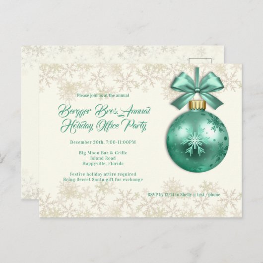 Vakantiegeld Kantoor Partij Uitnodiging Sjabloon B (Voorkant / Achterkant)