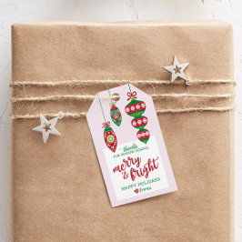 Vakantiegeld Label voor leraar "Merry & Bright" Cadeaulabel