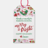 Vakantiegeld Label voor leraar "Merry & Bright" Cadeaulabel (Voorkant)