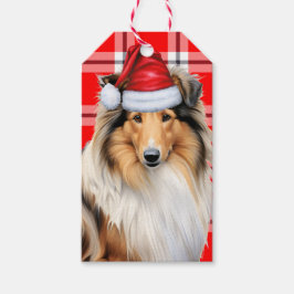 Vakantiegeld met een Collie Dog Kerstmis Cadeaulabel
