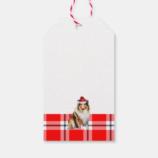 Vakantiegeld met een Collie Dog Kerstmis Cadeaulabel (Achterkant)
