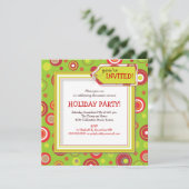 Vakantiegeld Retro Red en Green Polka Dot Party Kaart (Staand voorkant)