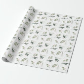 Vakantiegeld Waterverf Greenery Wrapping Paper Cadeaupapier (Uitgerold)