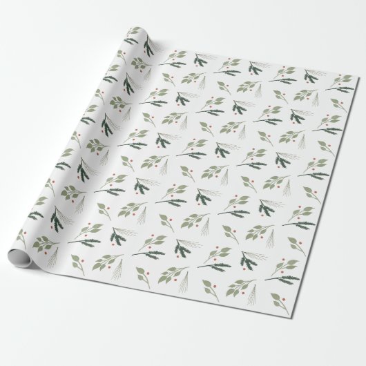 Vakantiegeld Waterverf Greenery Wrapping Paper Cadeaupapier (Uitgerold)