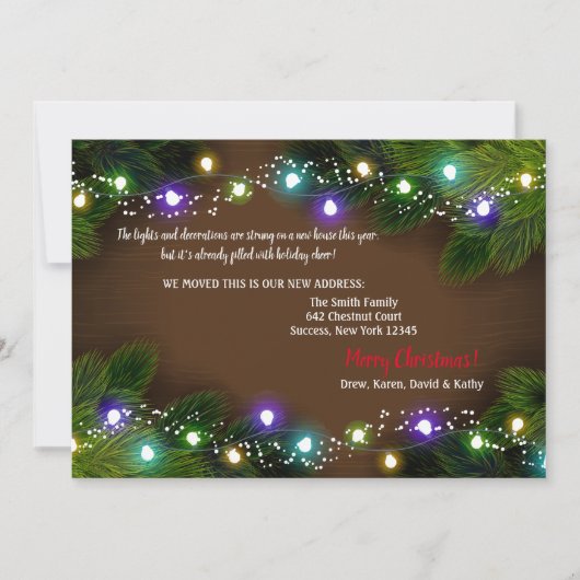 Vakantiegellampjes Verplaatsingsaankondiging Kaart (Voorkant)