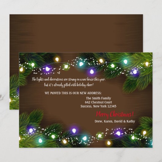 Vakantiegellampjes Verplaatsingsaankondiging Kaart (Voorkant / Achterkant)