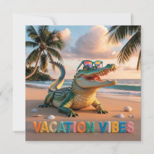 "Vakantiegeloof" Koele Krokodil op Strand Kaart