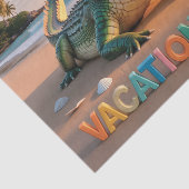 "Vakantiegeloof" Koele Krokodil op Strand Tissuepapier (Detail)
