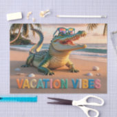 "Vakantiegeloof" Koele Krokodil op Strand Tissuepapier (Craft)