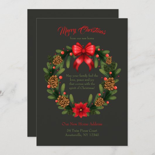 Vakantiegening Wreath Moving Aankondiging (Voorkant / Achterkant)