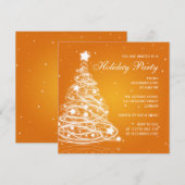 Vakantiegenpartij Uitnodiging kerstboom Oranje (Voorkant / Achterkant)