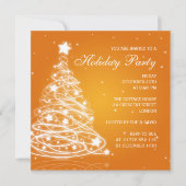 Vakantiegenpartij Uitnodiging kerstboom Oranje (Voorkant)