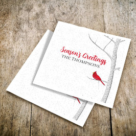 Vakantiegenzegengeveegenboom met rode kardinaal servet