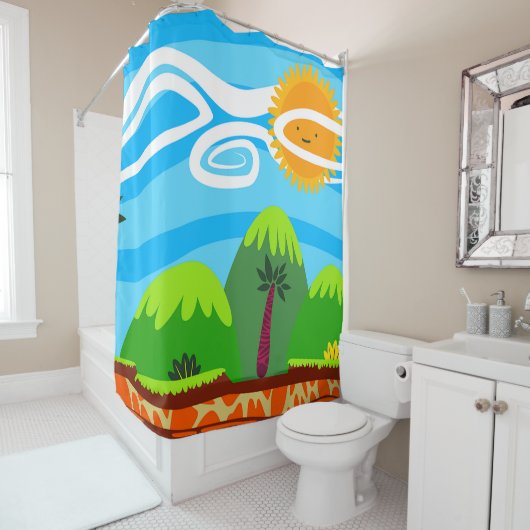 Vakantiegerichte bestemming douchegordijn (In situ)