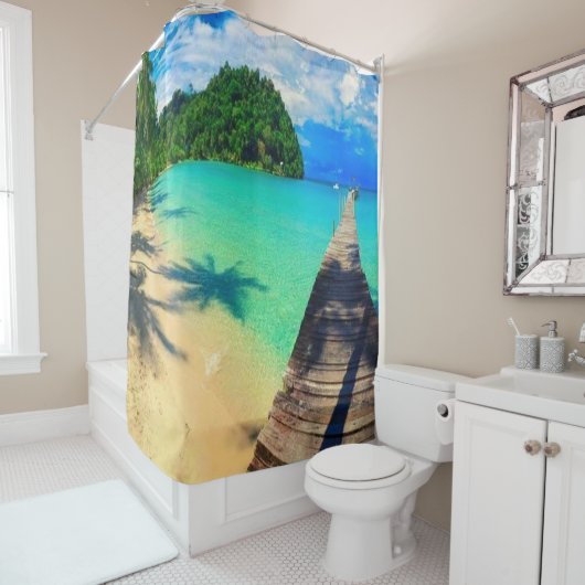 Vakantiegerichte bestemming douchegordijn (In situ)