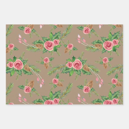 Vakantiegeschenkverpakking Floral Bundel Inpakpapier Vel (Voorkant)