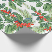 Vakantiegeschenkverpakking Holly Berries Cadeaupapier (Hoek)