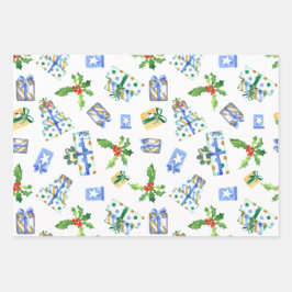 Vakantiegift Wrap Blue Cadeaus Bundel Inpakpapier Vel