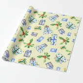 Vakantiegift Wrap Blue Cadeaus Cream Cadeaupapier (Uitgerold)