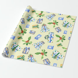Vakantiegift Wrap Blue Cadeaus Cream Cadeaupapier
