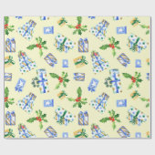 Vakantiegift Wrap Blue Cadeaus Cream Cadeaupapier (Vlak)