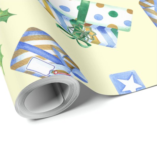 Vakantiegift Wrap Blue Cadeaus Cream Cadeaupapier (Rol Hoek)