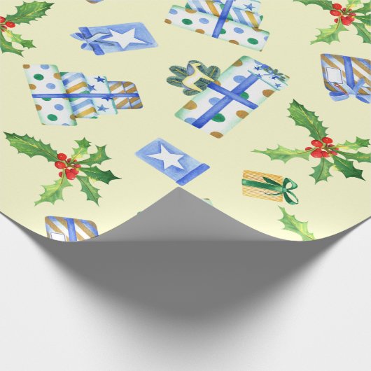 Vakantiegift Wrap Blue Cadeaus Cream Cadeaupapier (Hoek)