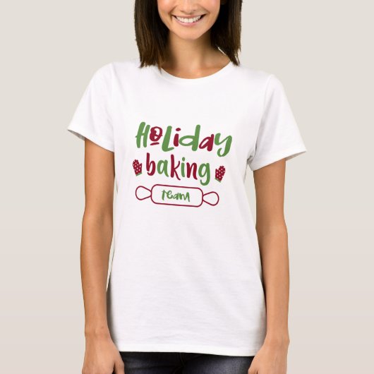 Vakantiegisterbakteam Kerstmis Oven Mitts Red Gree T-shirt (Voorkant)