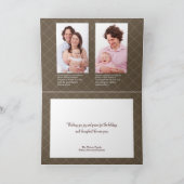 Vakantiegoud satijn, bruin lintrooster feestdagen kaart (Binnen)