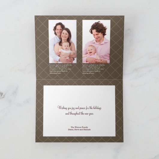 Vakantiegoud satijn, bruin lintrooster feestdagen kaart (Binnen)