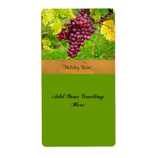 Vakantiegraad Wijnlabel met rode druiven Sjabloon Etiket (Voorkant)