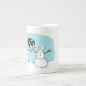 Vakantiegrens Collie Agility Dog met Snowmen Porselein Kop (Voorkant)