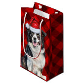 Vakantiegrens Collie Red Buffalo Plaid Kerstmis Klein Cadeauzakje (Voorkant Gekanteld)