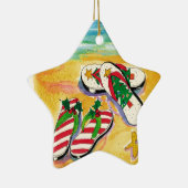 Vakantiegrens teenslippers - stervormig keramisch ornament (Rechts)