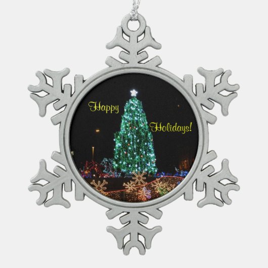 Vakantiegrens Tin Sneeuwvlok Ornament (Voorkant)