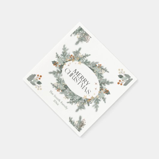 Vakantiegroen kerstfeest servet (Hoek)