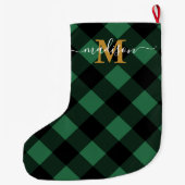 Vakantiegroen met monogram en naam grote kerstsok (Achterkant)