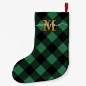 Vakantiegroen met monogram en naam kleine kerstsok (Achterkant)