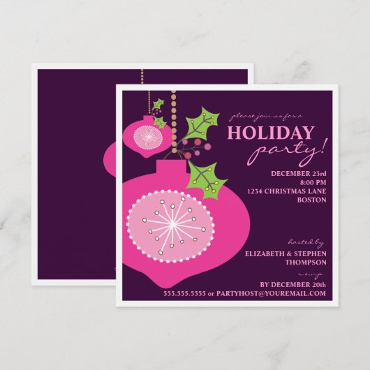 Vakantiegroep Retro Roze Ornament Kaart (Voorkant / Achterkant)