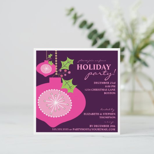 Vakantiegroep Retro Roze Ornament Kaart (Staand voorkant)