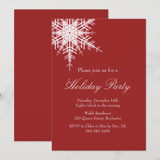 Vakantiegroep Snowy Red Uitnodiging (Voorkant / Achterkant)