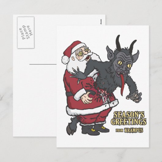 Vakantiegroet uit Krampus (en Kerstman) Feestdagenkaart (Voorkant / Achterkant)