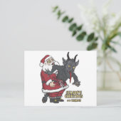 Vakantiegroet uit Krampus (en Kerstman) Feestdagenkaart (Staand voorkant)