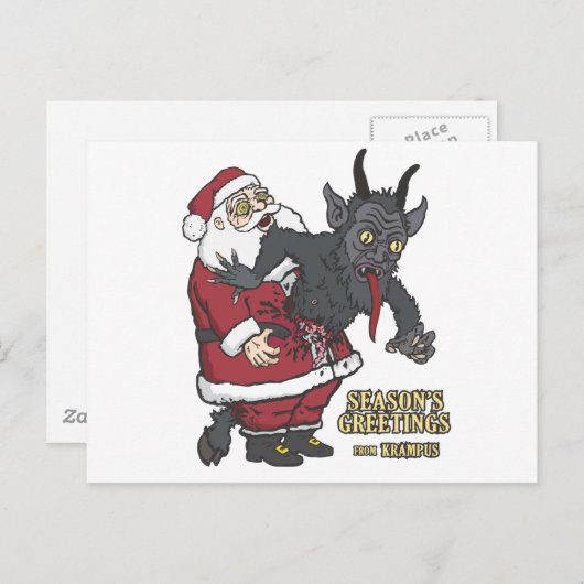 Vakantiegroet uit Krampus (en Kerstman) Feestdagenkaart (Voorkant / Achterkant)