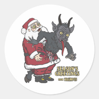 Vakantiegroet uit Krampus (en Kerstman) Ronde Sticker