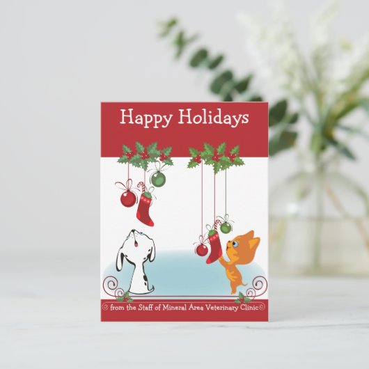 Vakantiegroet van uw dierenarts feestdagenkaart (Staand voorkant)