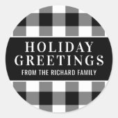 Vakantiegroet Zwart-witte buffels Ronde Sticker (Voorkant)