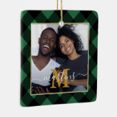 Vakantiegroonmonogram met naam Foto Keramisch Ornament (Rechts)